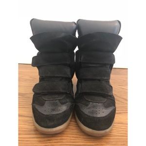 Isabel Marant leather and suede wedge sneakers